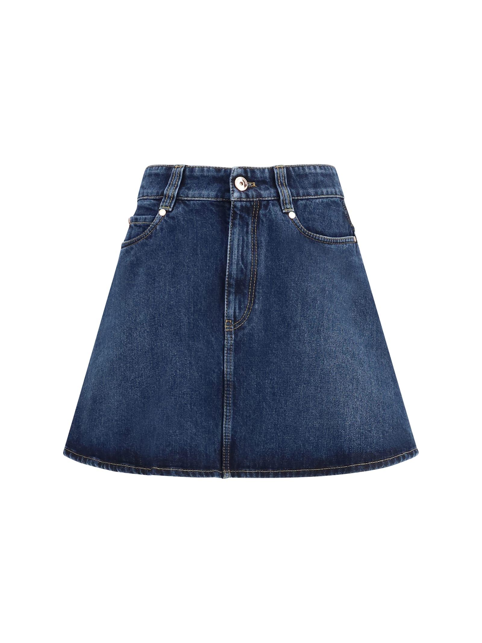 brunello cucinelli short denim skirt