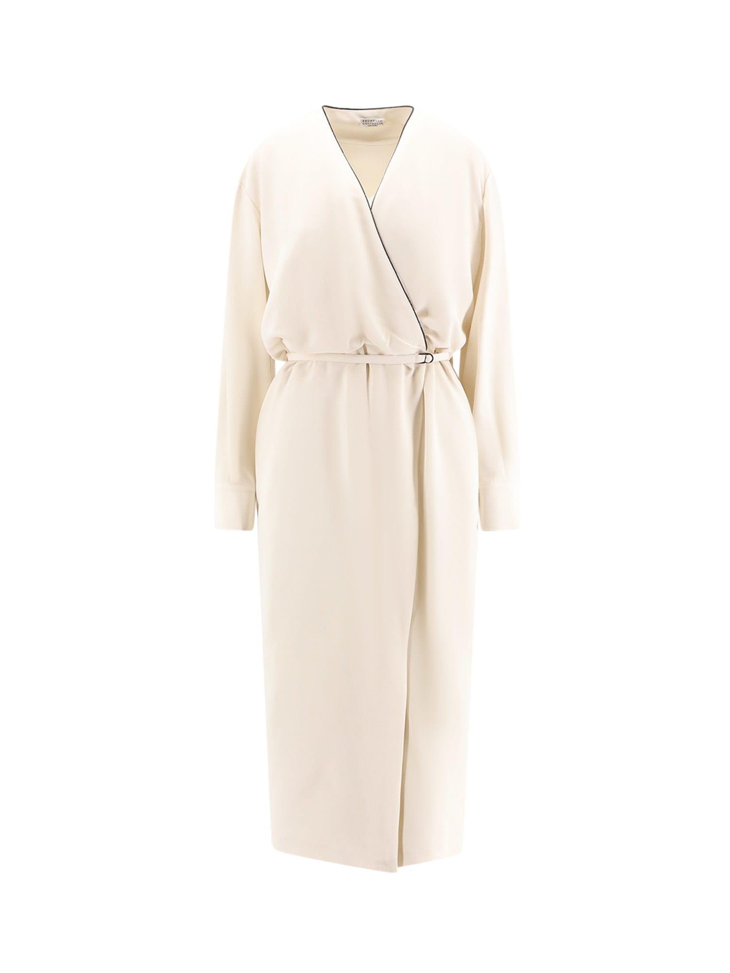 brunello cucinelli silk blend long dress