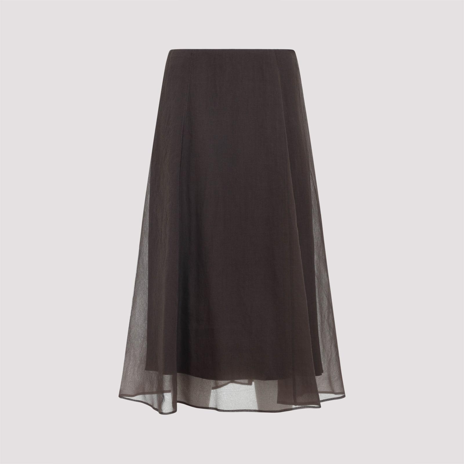 brunello cucinelli silk midi skirt