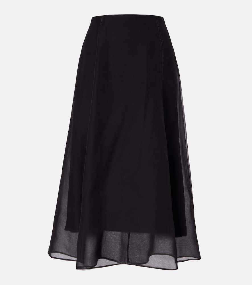 brunello cucinelli silk organza midi skirt