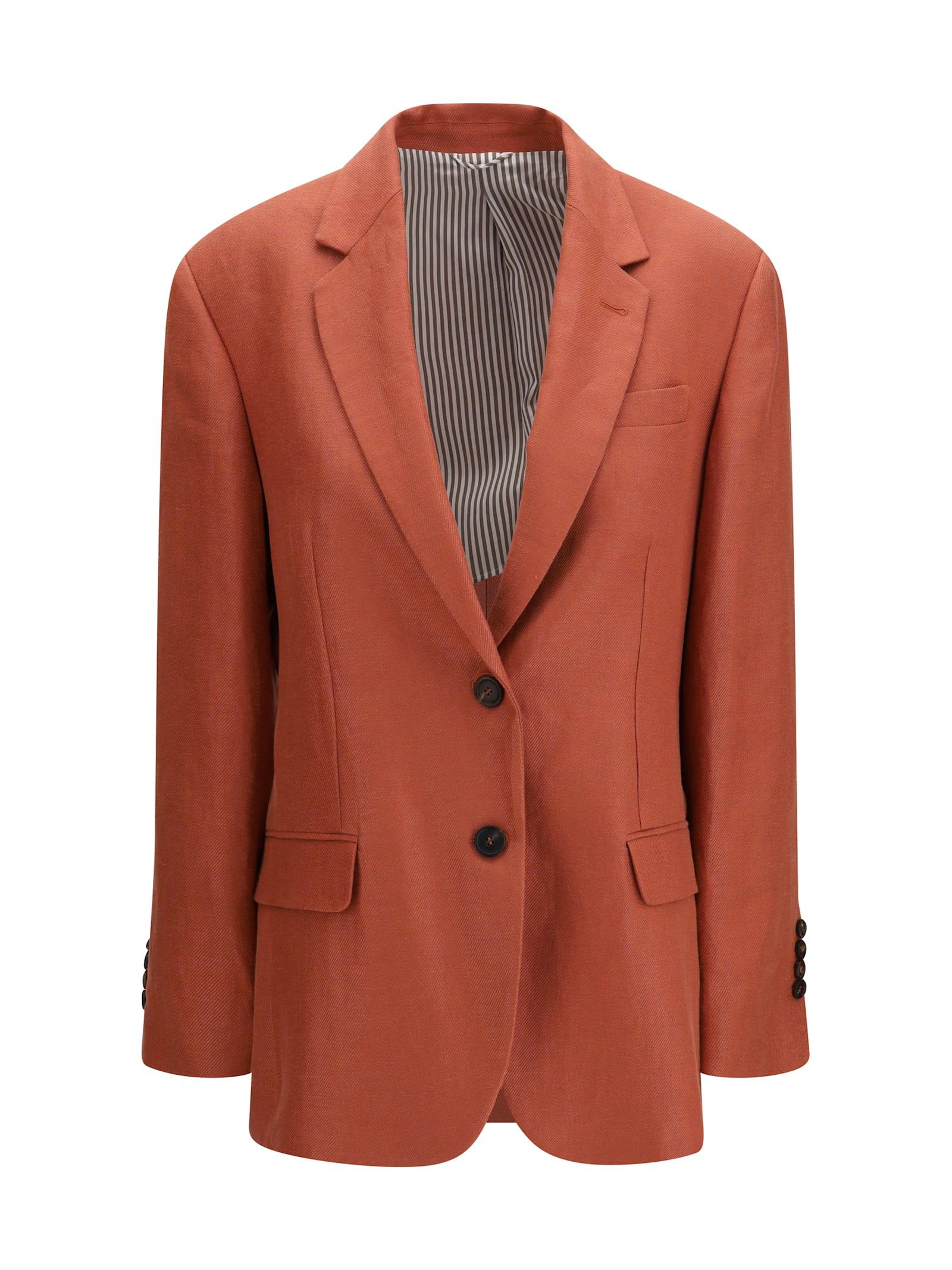 brunello cucinelli single-breasted linen blazer