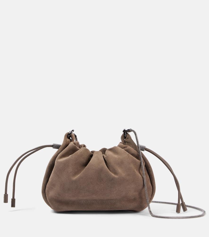 brunello cucinelli softy small suede crossbody bag