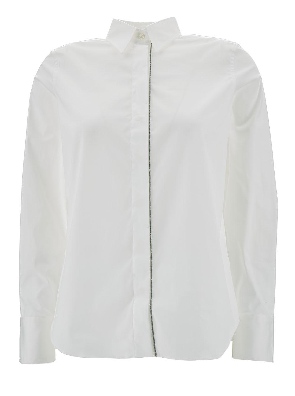 brunello cucinelli straight-point collared buttoned shirt
