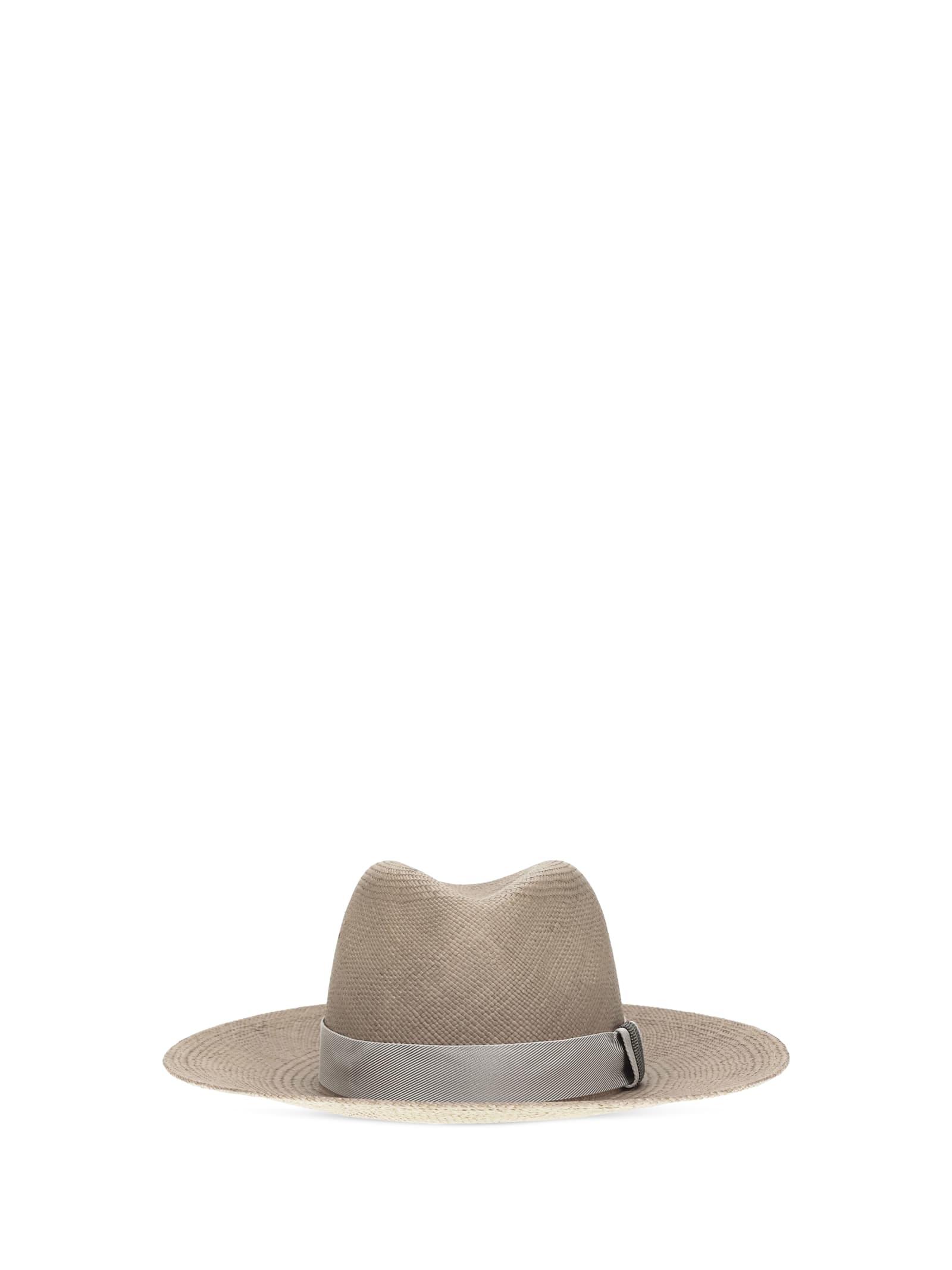 brunello cucinelli straw fedora hat