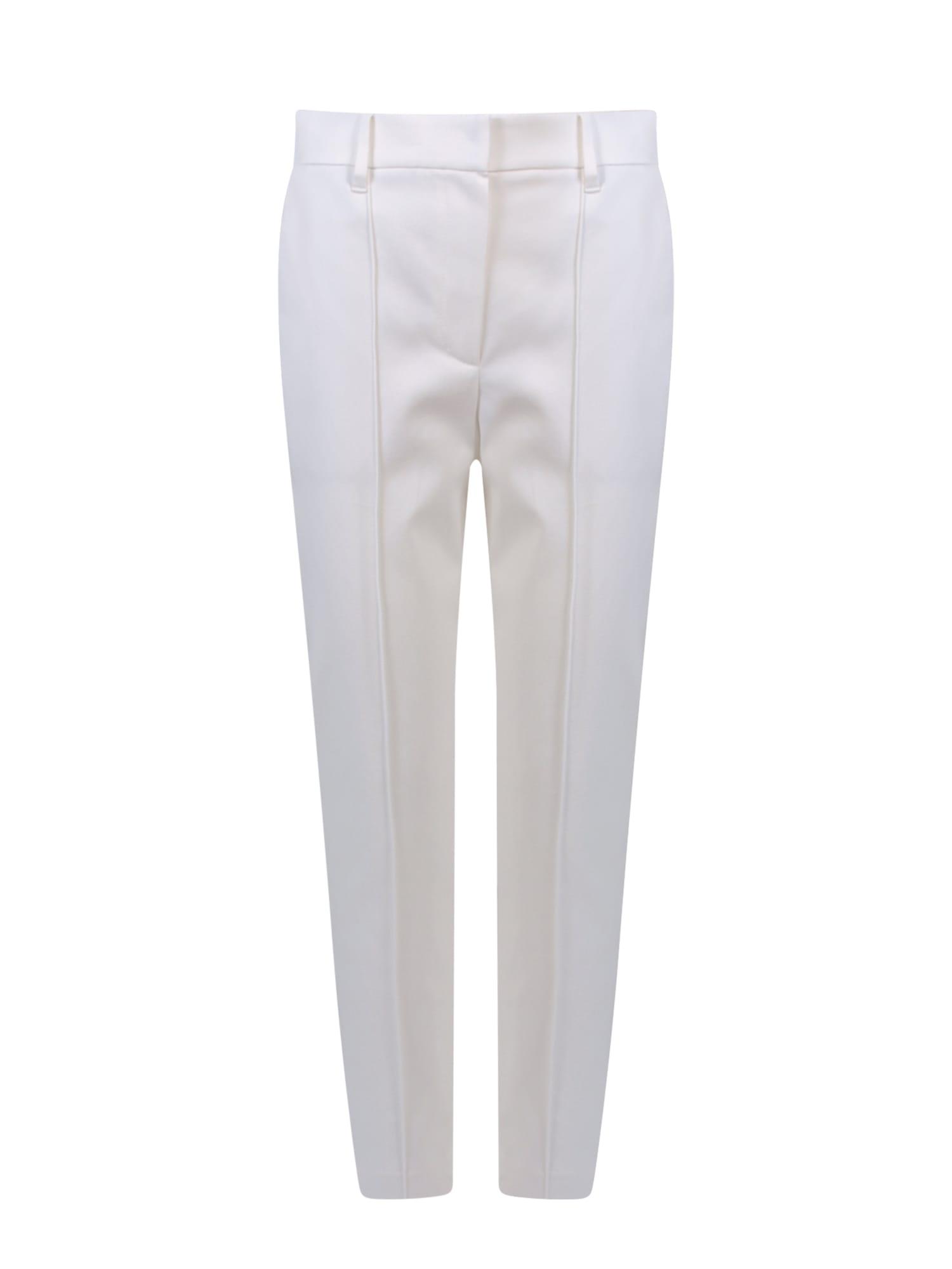 brunello cucinelli stretch cotton drill trousers with jewel on the back loop