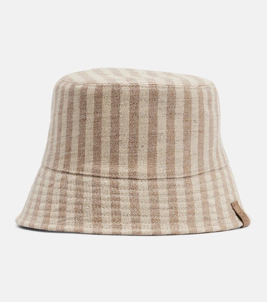 brunello cucinelli striped canvas bucket hat