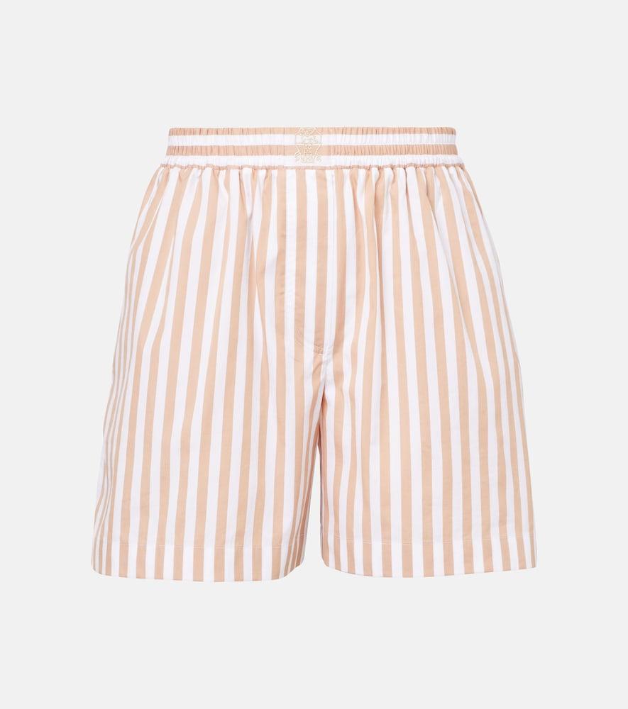 brunello cucinelli striped cotton and silk bermuda shorts