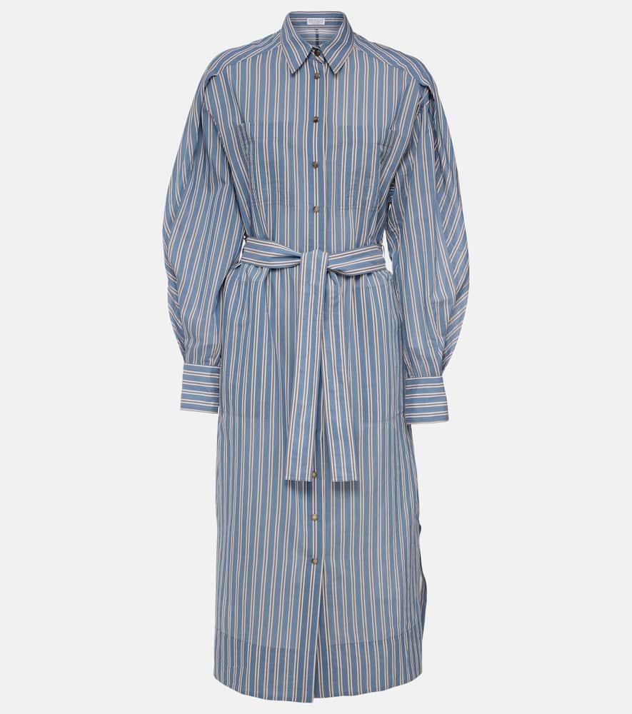 brunello cucinelli striped cotton and silk shirt dress