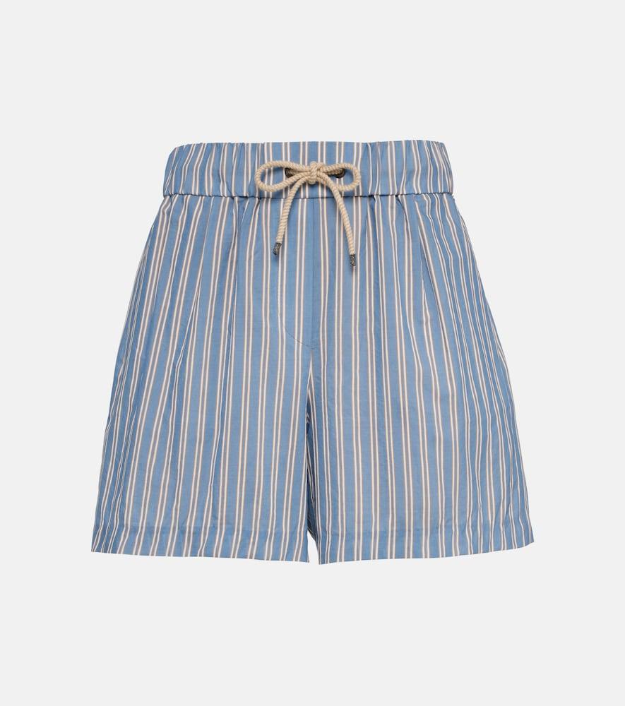 brunello cucinelli striped cotton and silk shorts