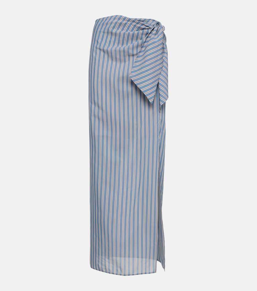 brunello cucinelli striped cotton and silk wrap skirt