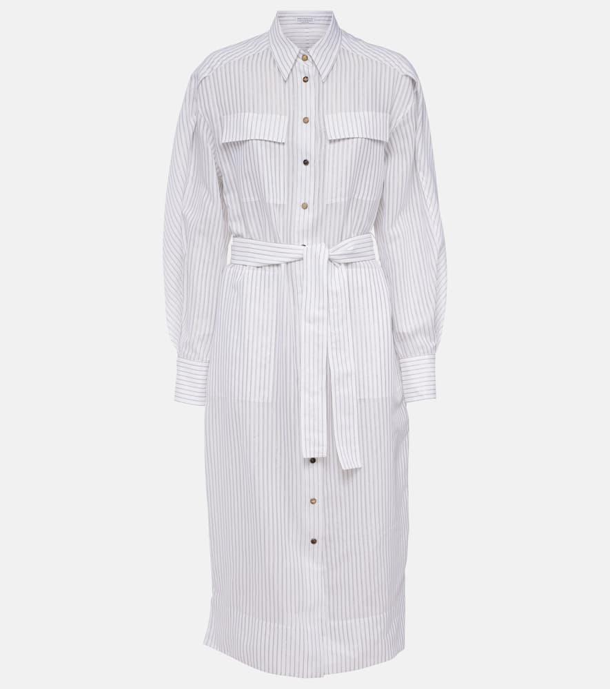 brunello cucinelli striped cotton and silk