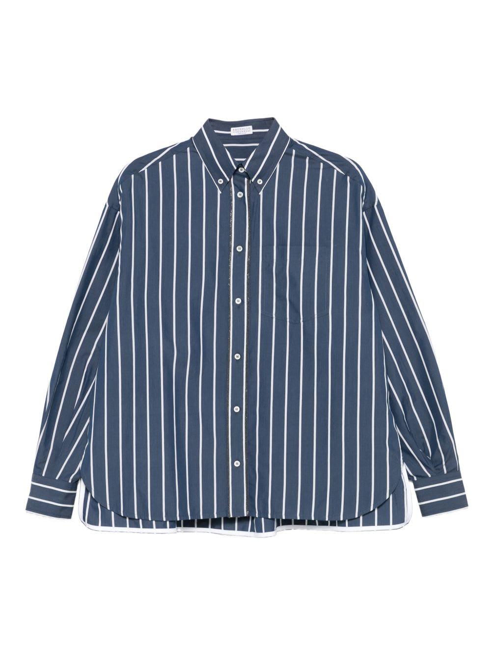 brunello cucinelli striped cotton shirt