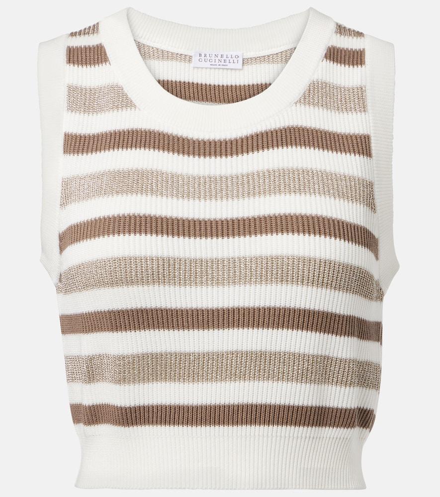 brunello cucinelli striped cotton sweater vest