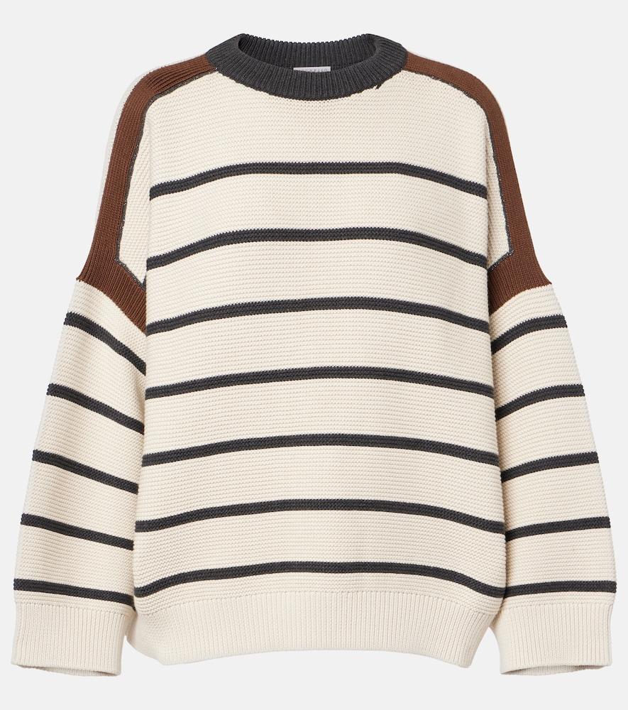 brunello cucinelli striped cotton sweater