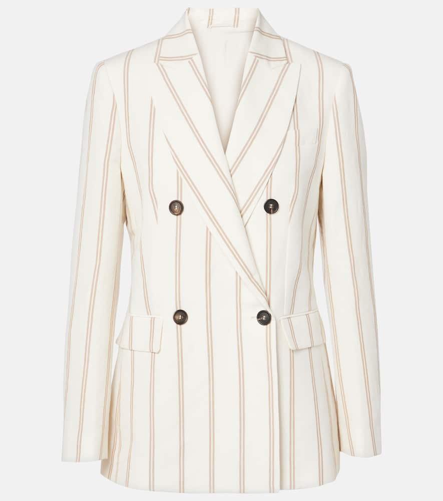 brunello cucinelli striped linen and cotton blazer
