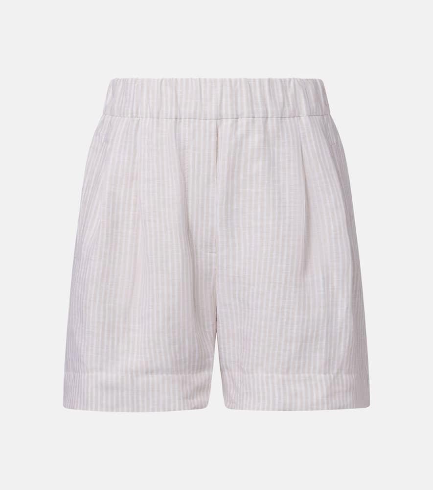 brunello cucinelli striped linen bermuda shorts