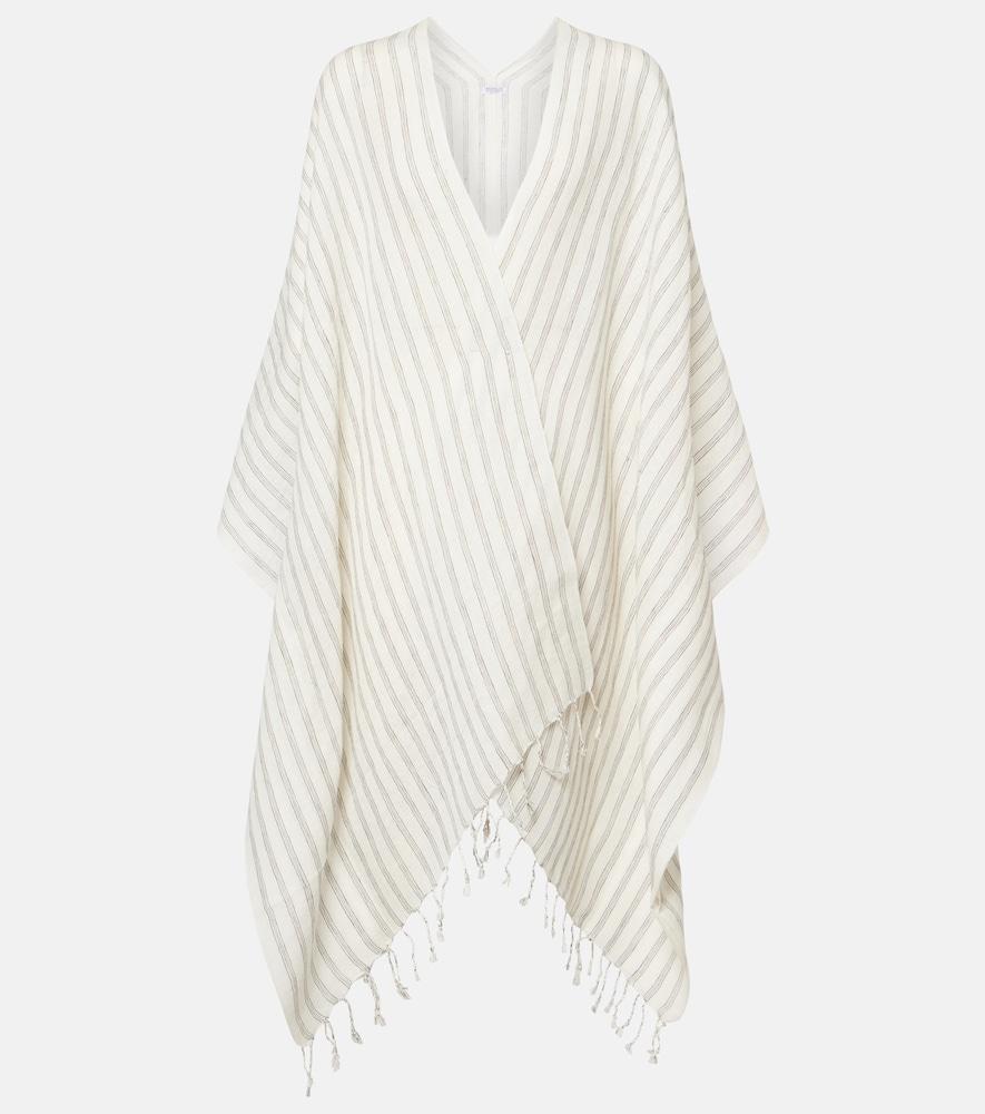 brunello cucinelli striped linen poncho