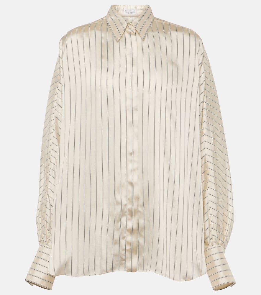 brunello cucinelli striped satin blouse