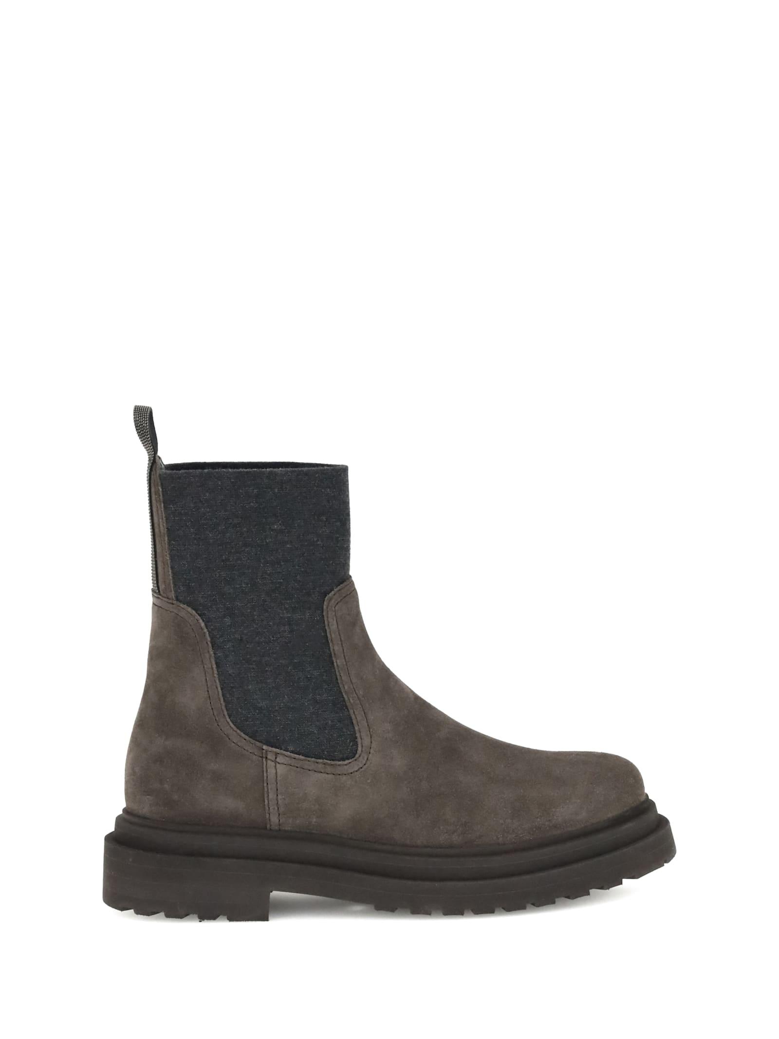 brunello cucinelli suede ankle boots