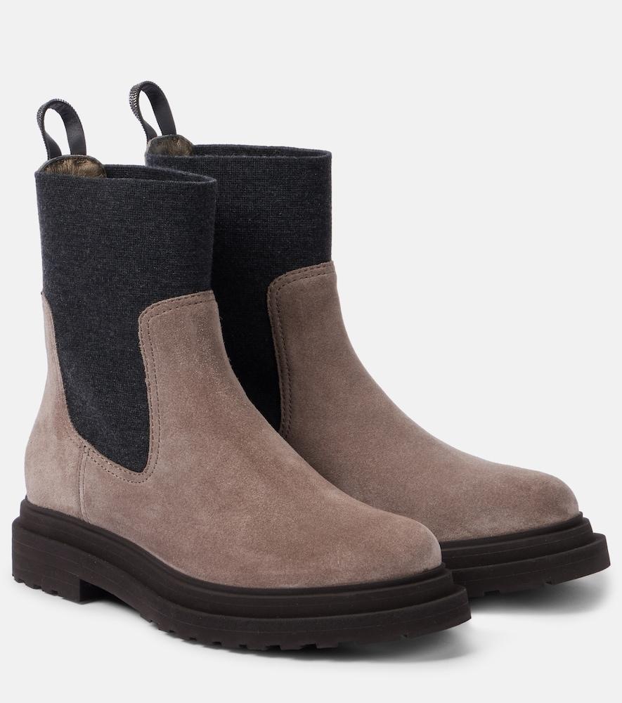 brunello cucinelli suede ankle boots
