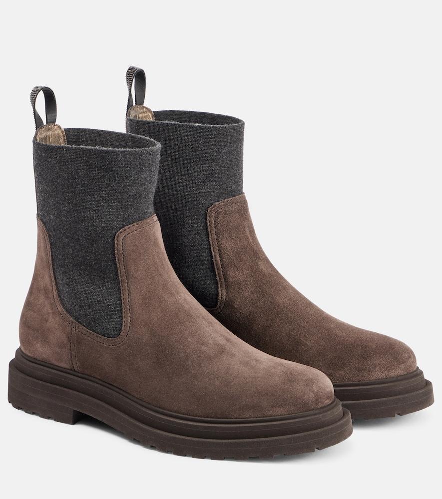 brunello cucinelli suede ankle boots