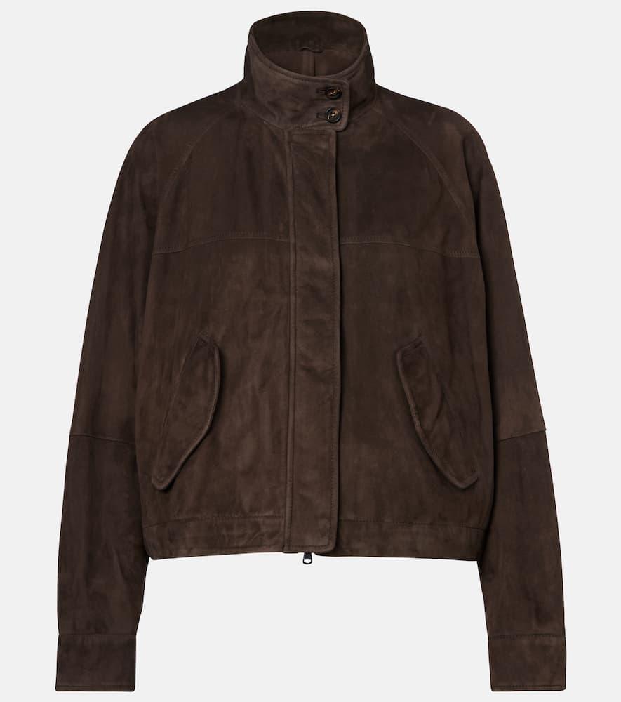 brunello cucinelli suede bomber jacket