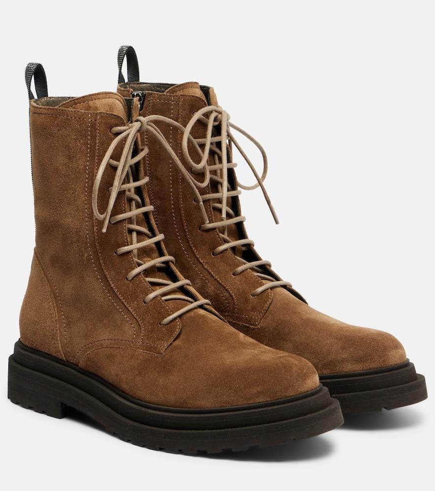 brunello cucinelli suede combat boots