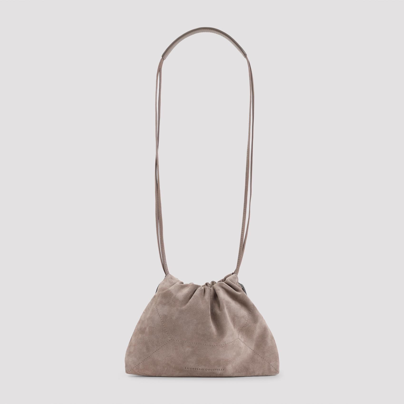 brunello cucinelli suede cross body bag nude & neutrals leather - women