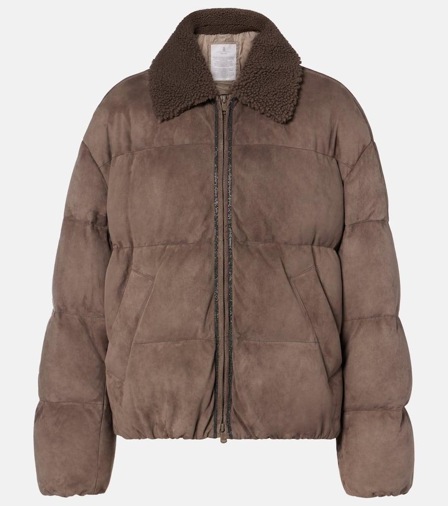 brunello cucinelli suede down jacket