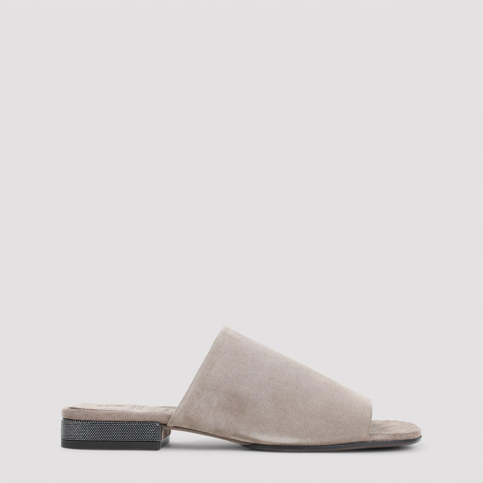 brunello cucinelli suede flat sandals