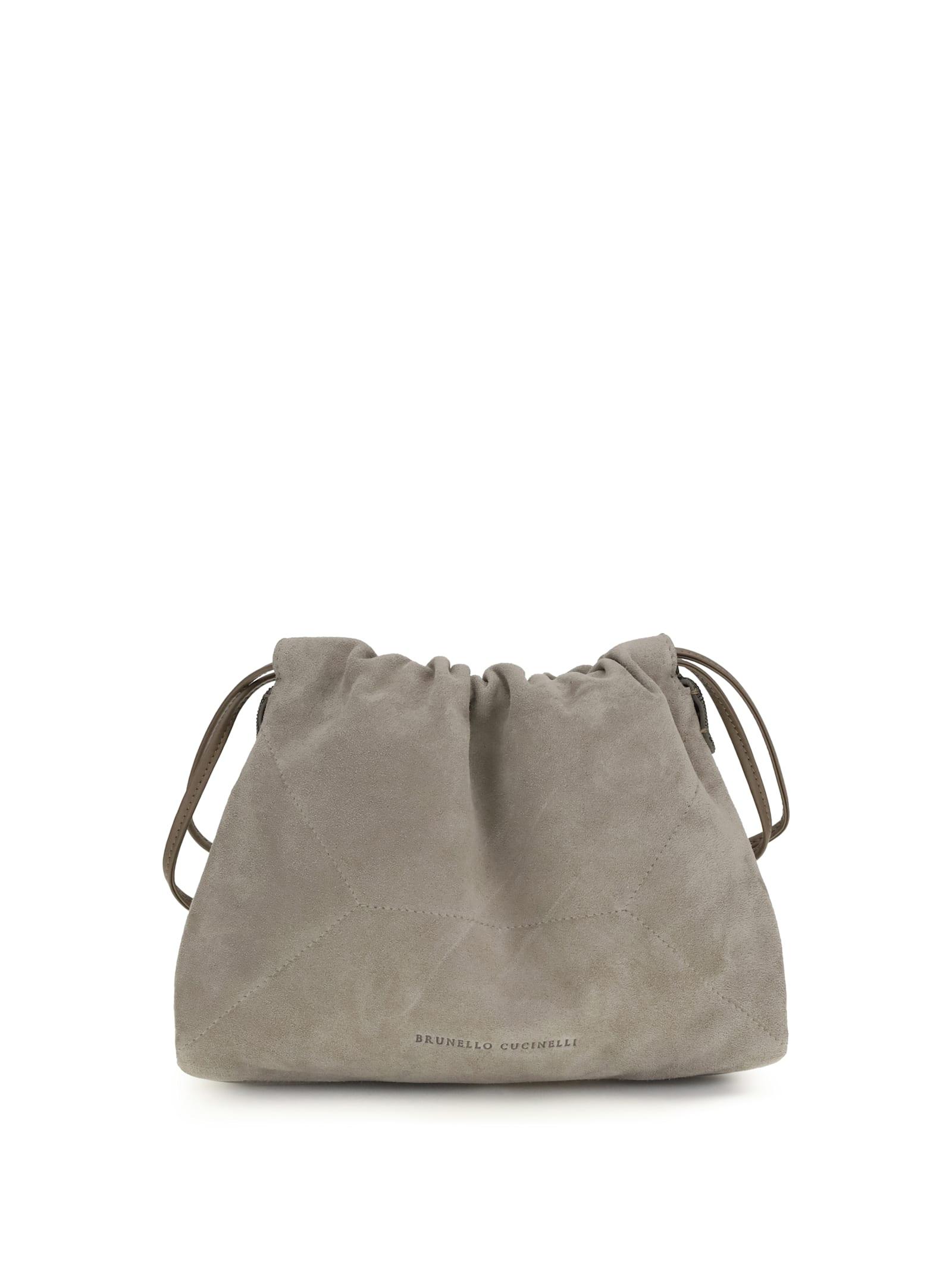 brunello cucinelli suede pouch bag