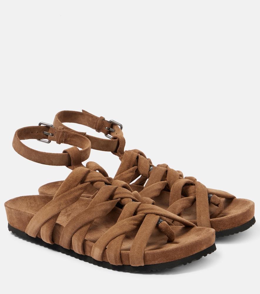 brunello cucinelli suede sandals