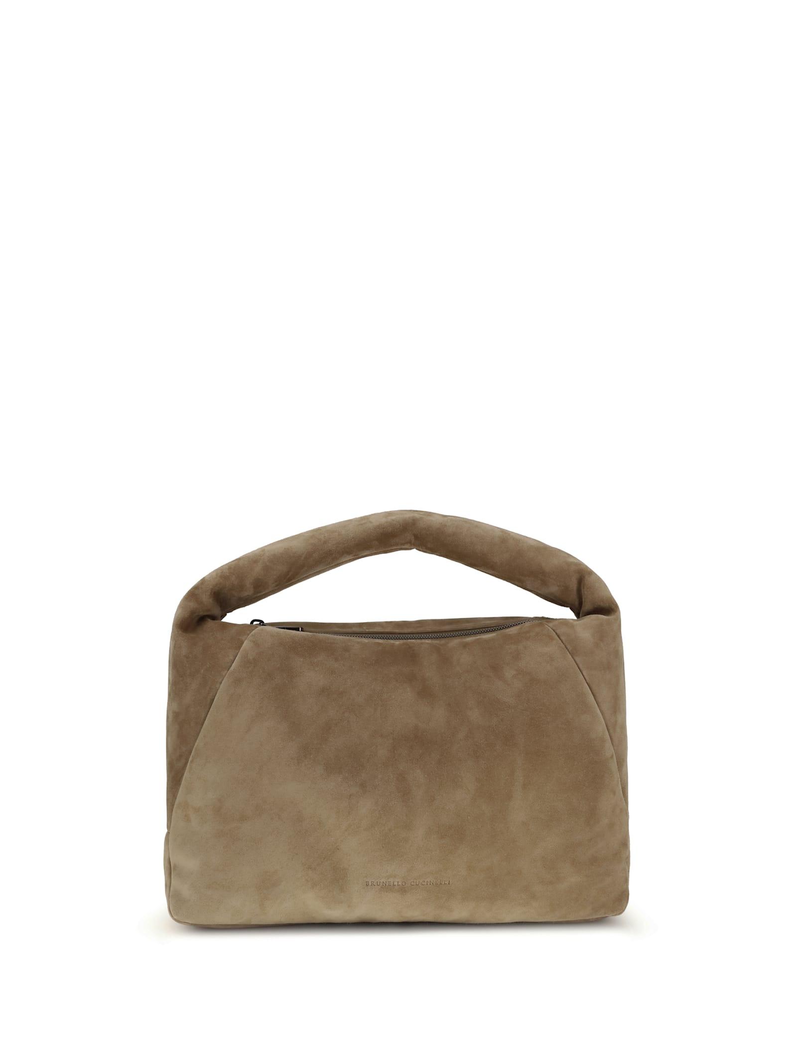 brunello cucinelli suede shoulder bag