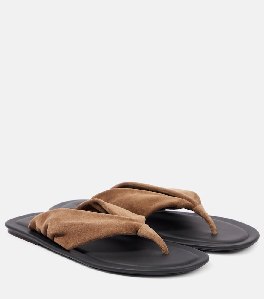 brunello cucinelli suede thong sandals