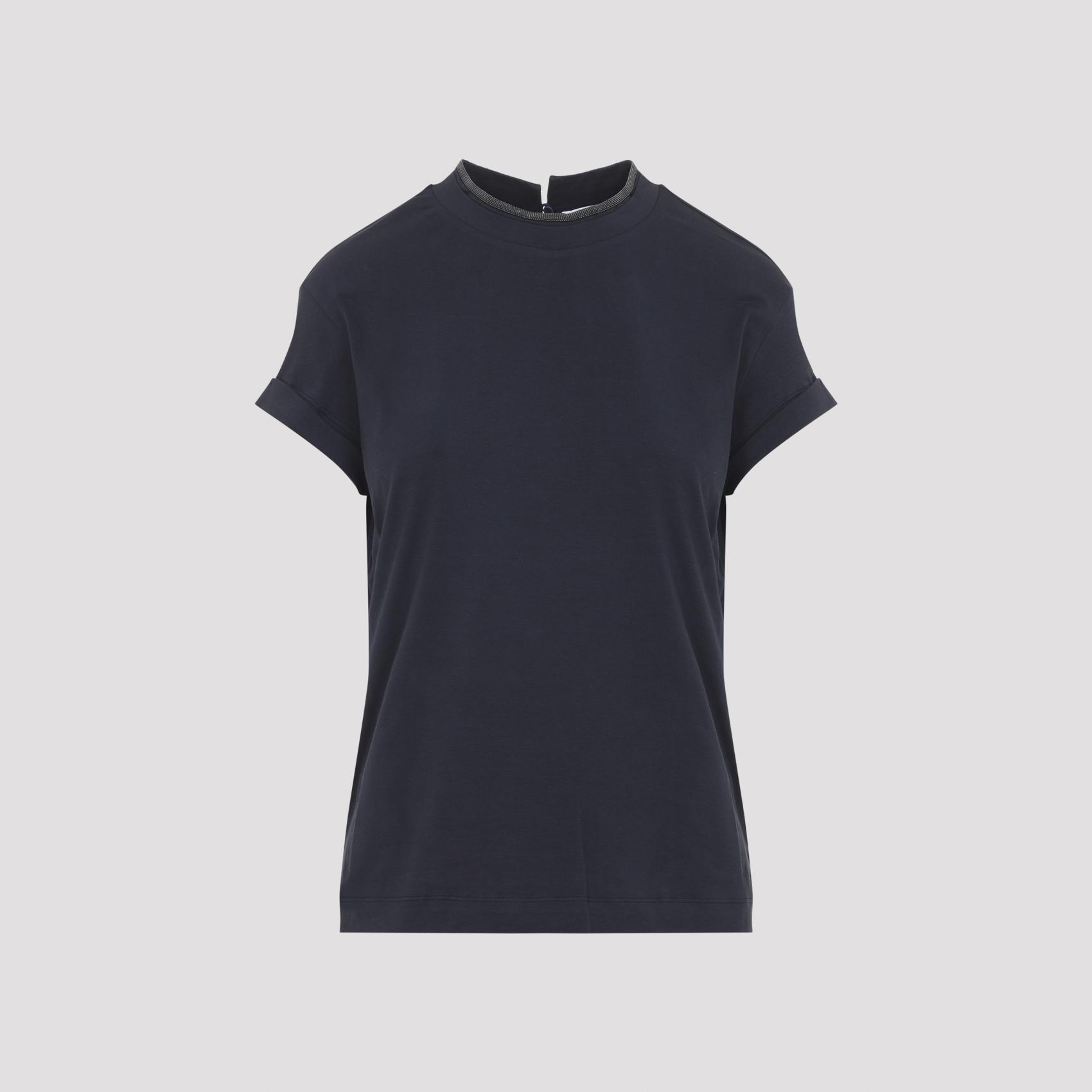 brunello cucinelli t-shirt blue cotton elastane tshirt - women
