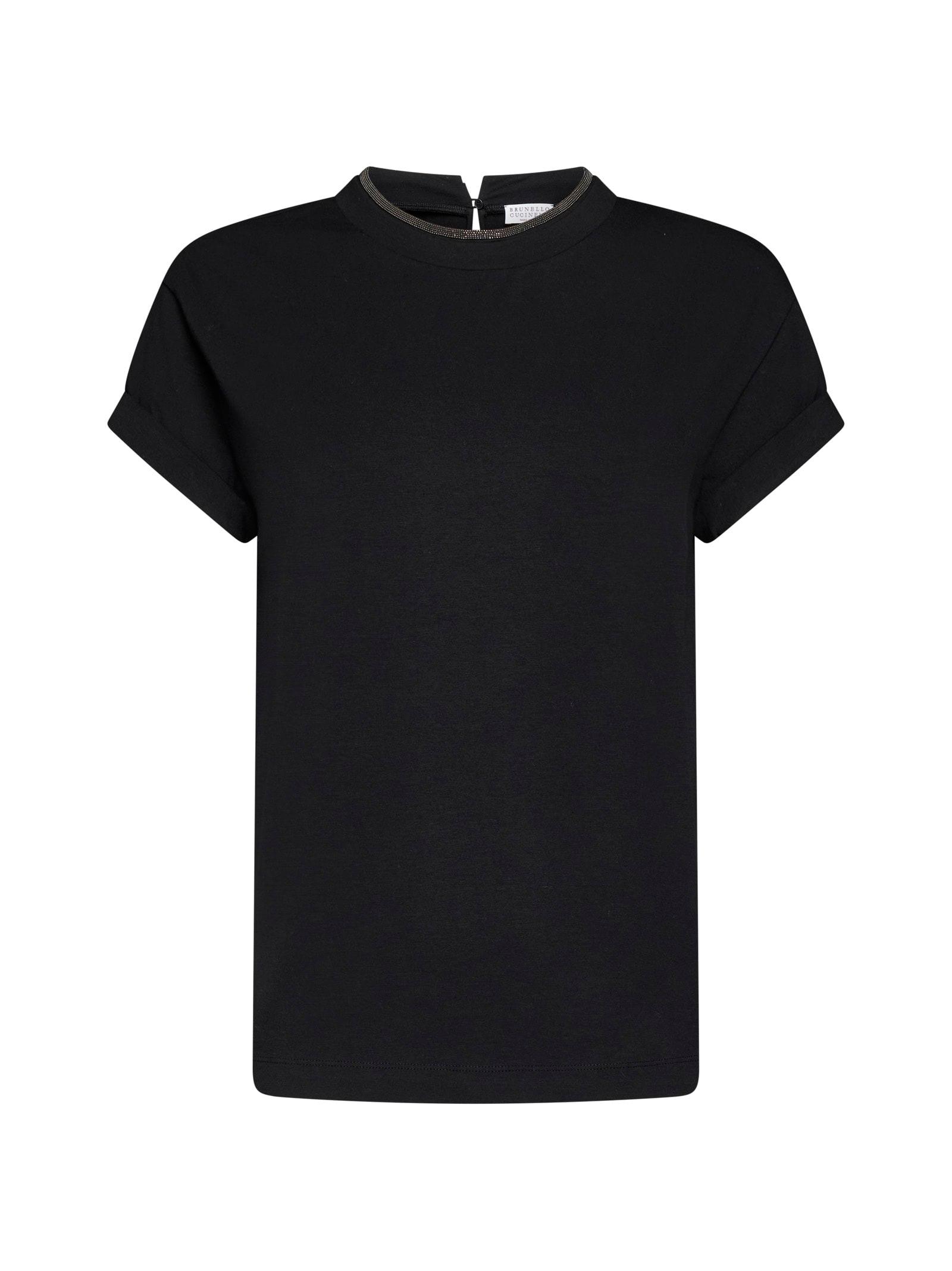 brunello cucinelli t-shirt with monile detail in cotton