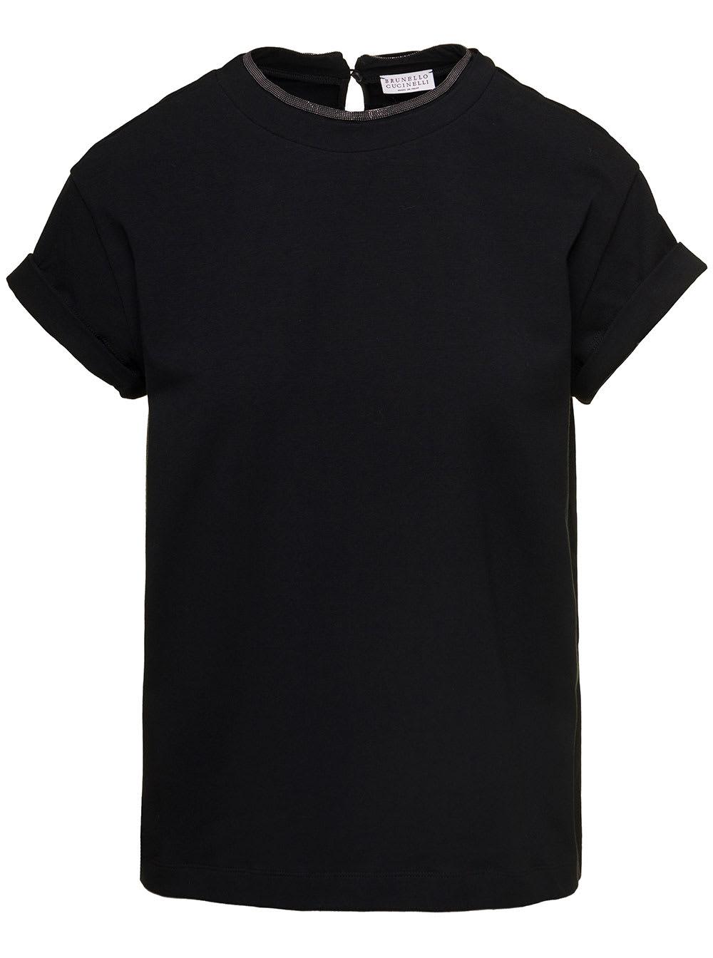 brunello cucinelli t-shirt with monile detail in cotton