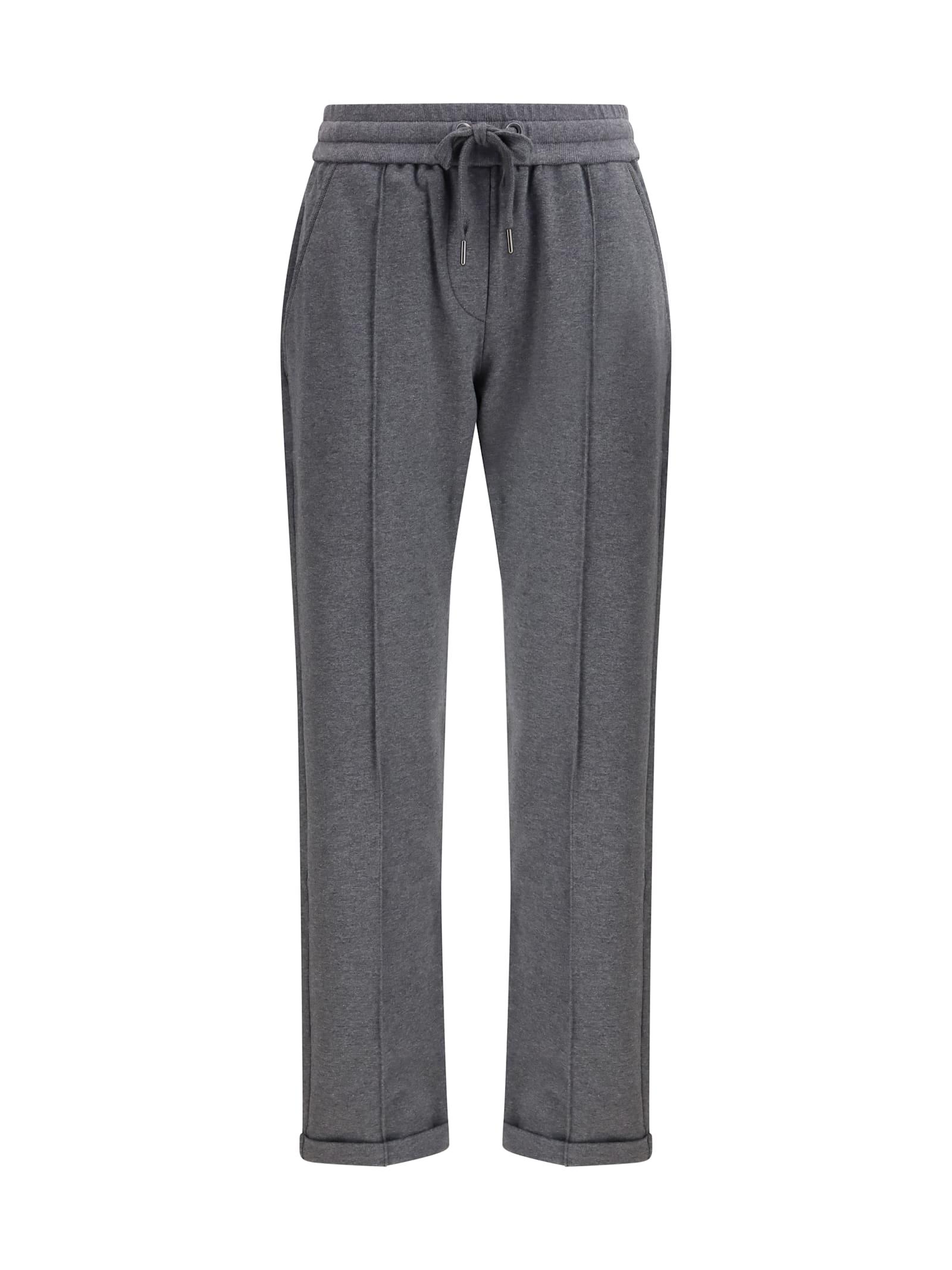 brunello cucinelli track stretch-fleece trousers with monili detailing