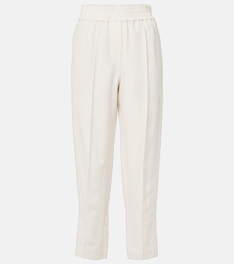 brunello cucinelli twill tapered pants