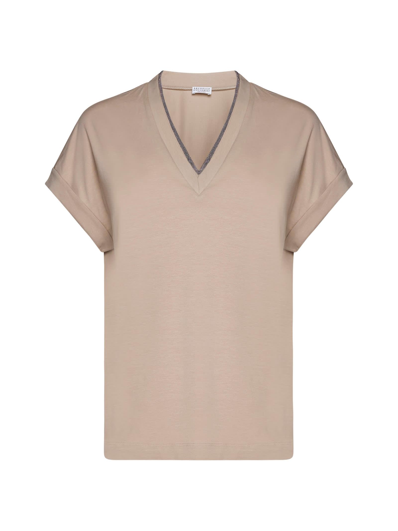 brunello cucinelli v-neck embellished top