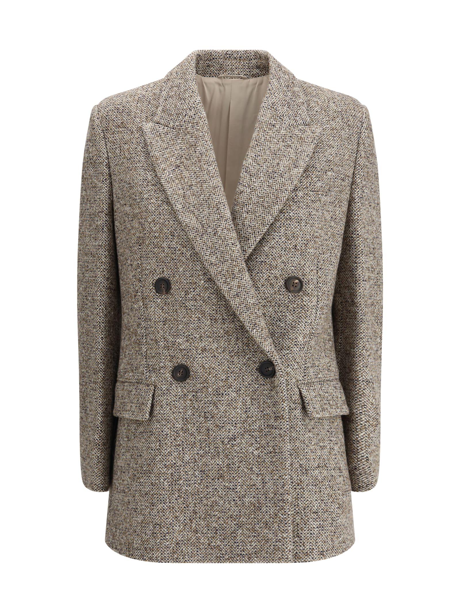 brunello cucinelli virgin wool and silk mélange jacket