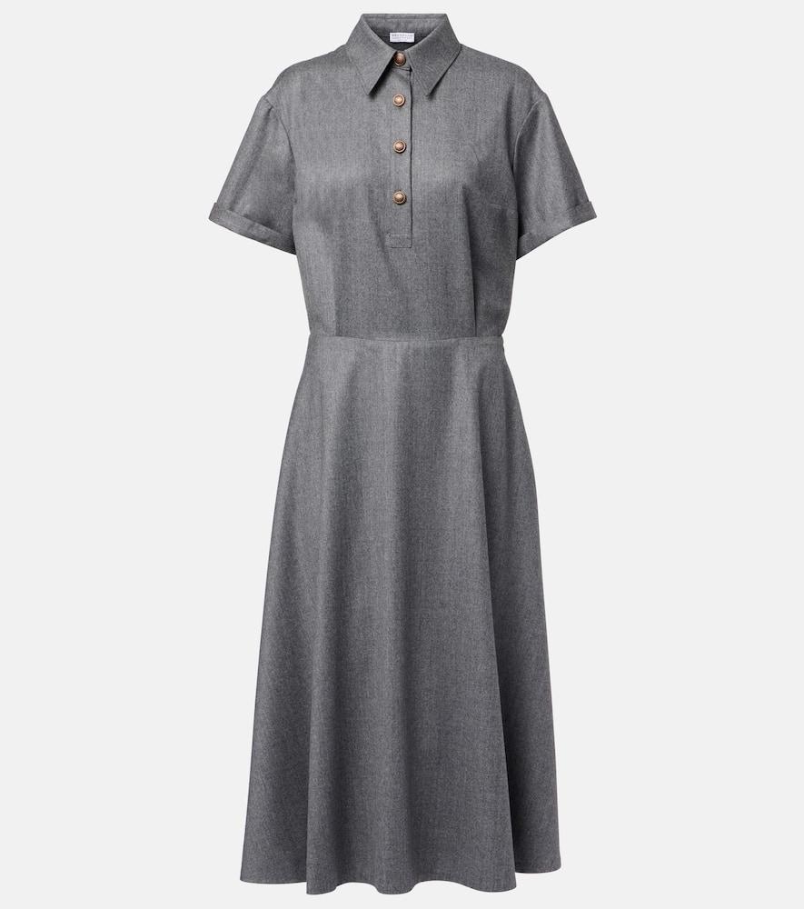 brunello cucinelli virgin wool shirt dress