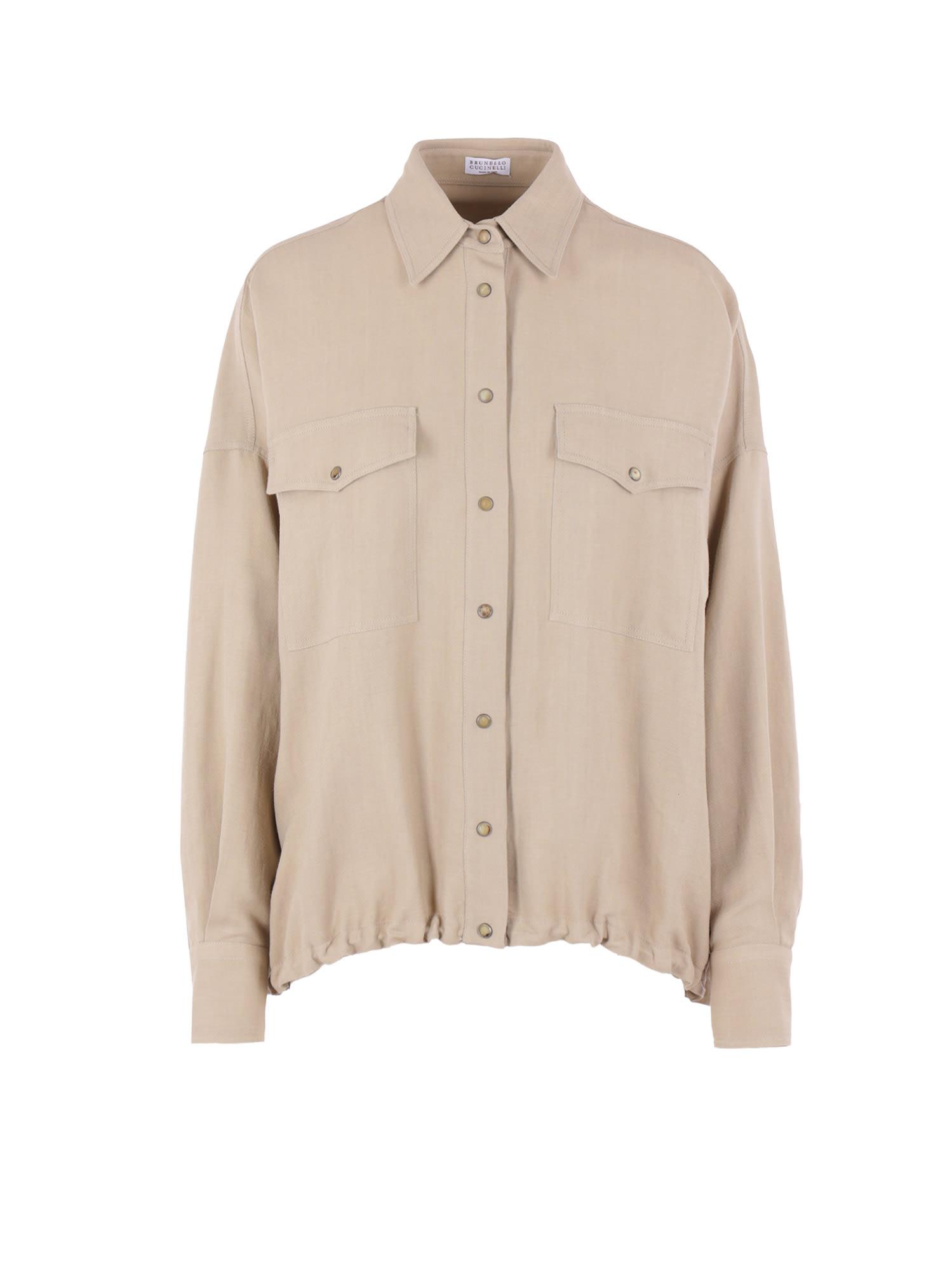 brunello cucinelli viscose and linen shirt