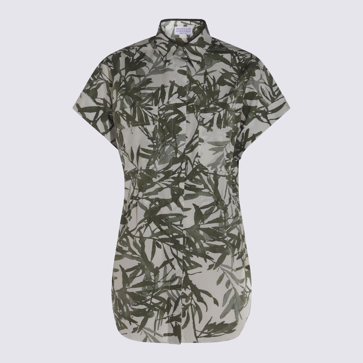 brunello cucinelli white and grey cotton shirt