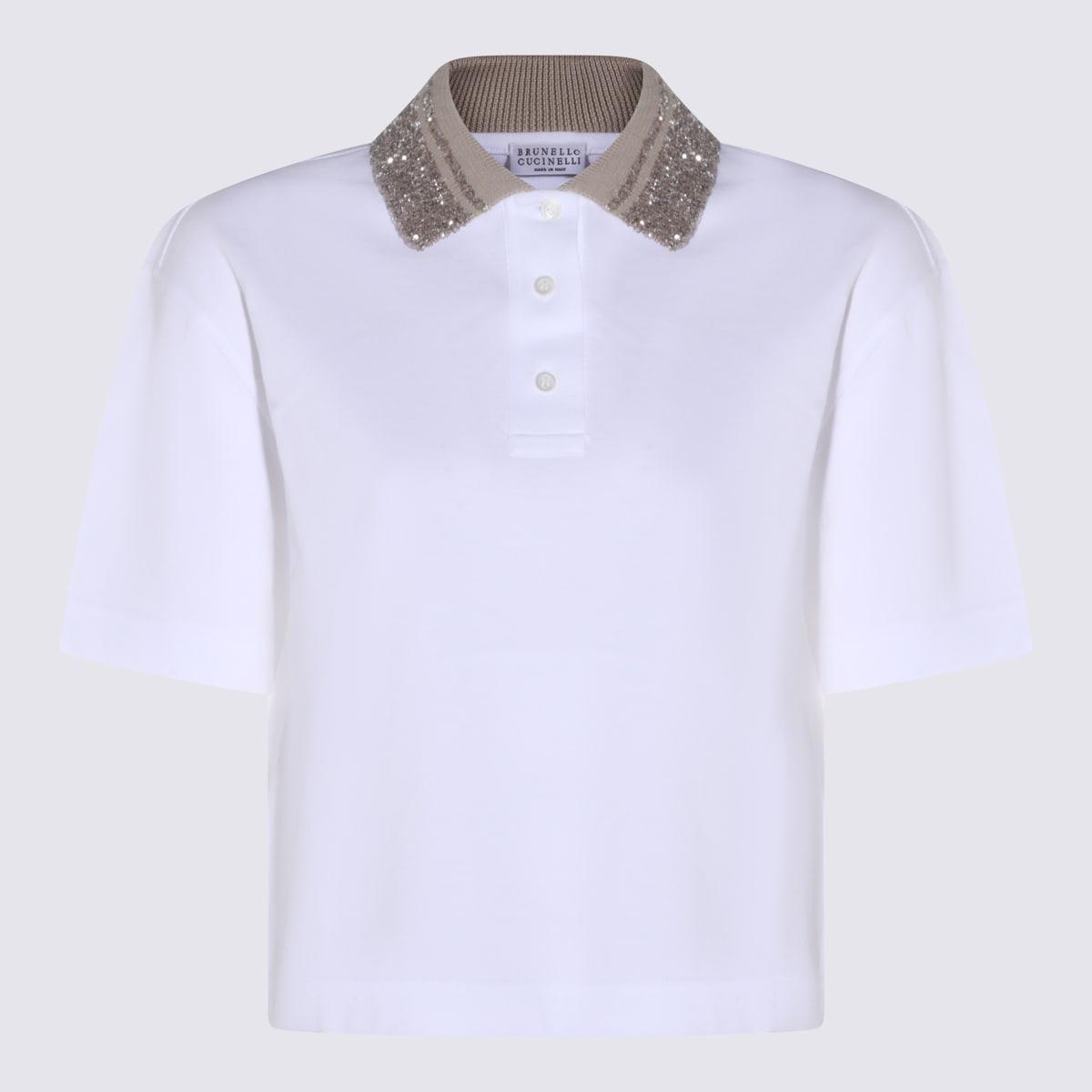 brunello cucinelli white cotton polo shirt