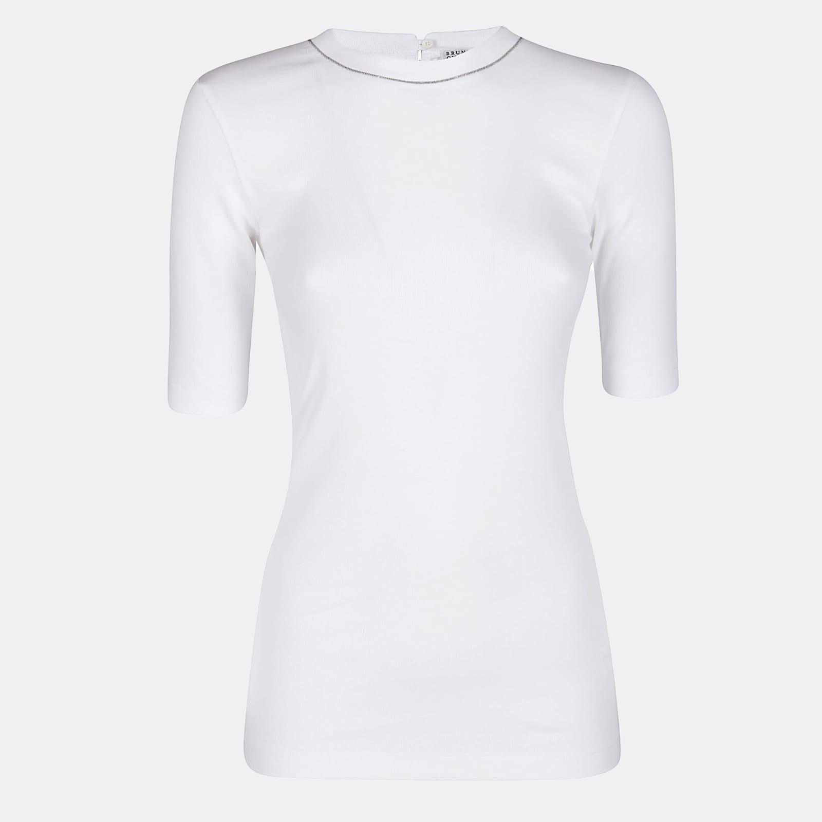 brunello cucinelli white cotton t-shirt