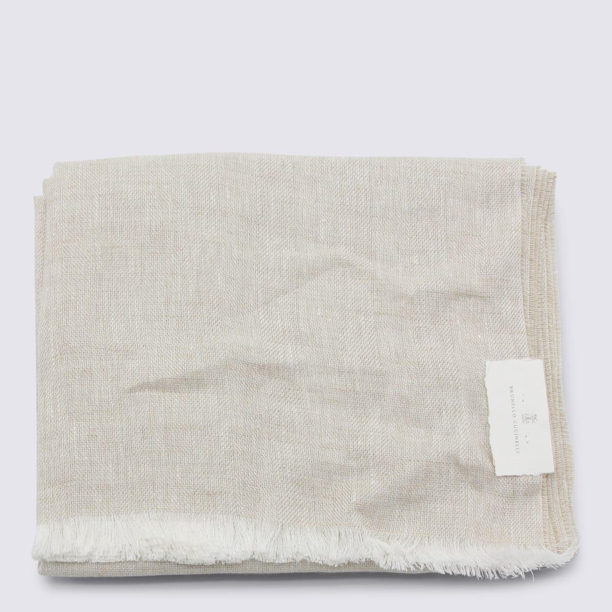 brunello cucinelli white linen scarves