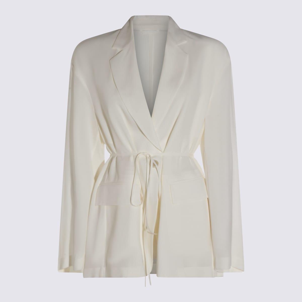 brunello cucinelli white silk blazer