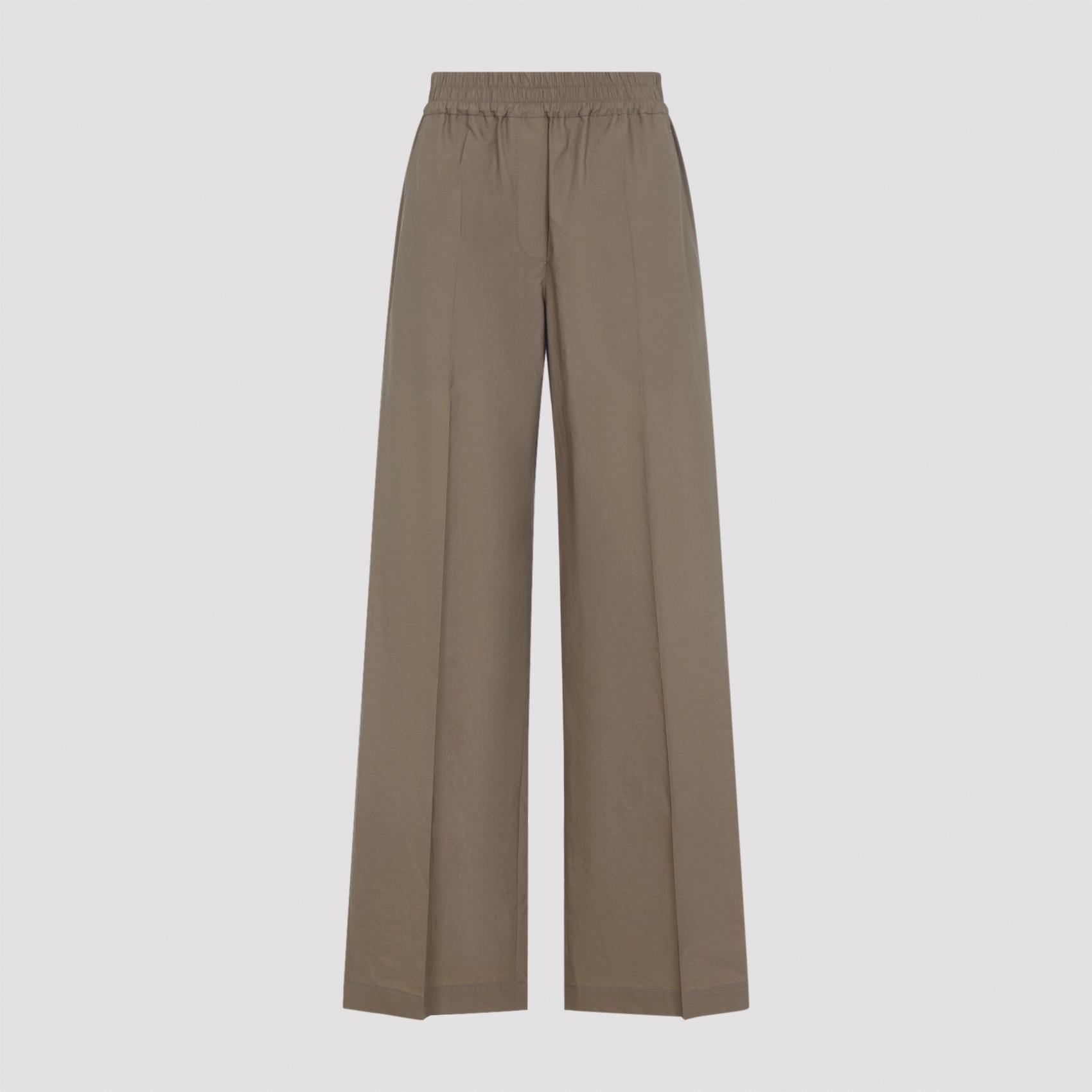 brunello cucinelli wide leg cotton pants brown polyamide - women