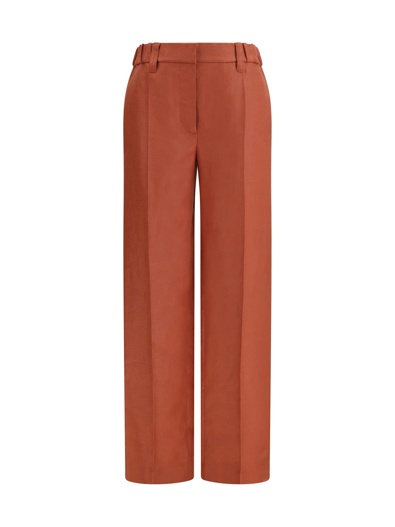 brunello cucinelli wide-leg pants in linen with elastic waistband and belt loops